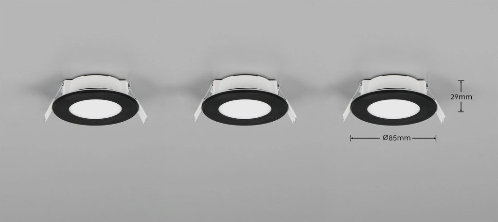 Faretto da incasso LED 3x HIMAL Trio nero rotondo 4W IP65