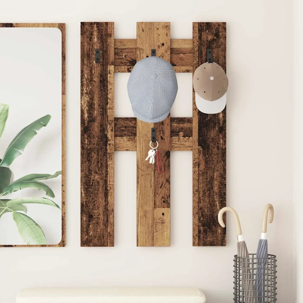 vidaXL Appendiabiti a muro Legno vecchio 65 x 3 x 100 cm