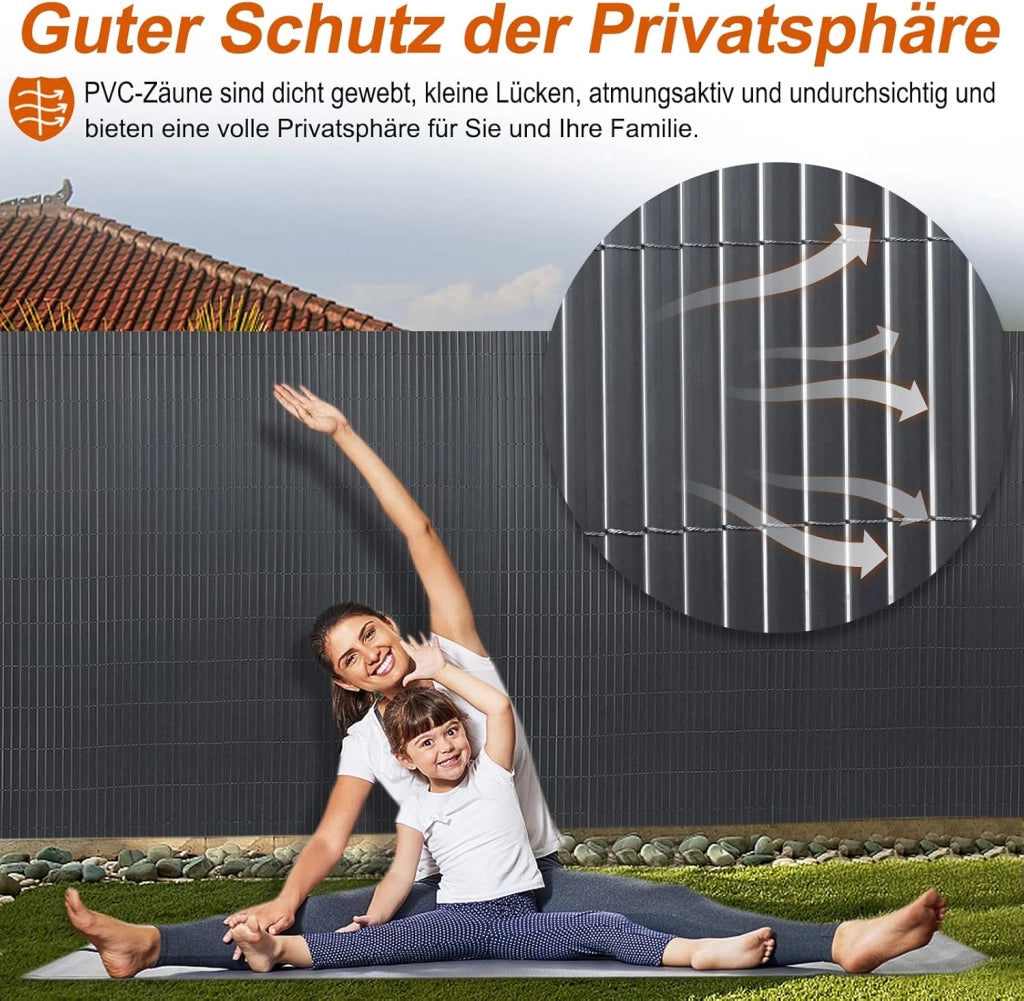 Recinzione frangivista in PVC per la privacy del balcone, con fascette, protegge da sguardi indiscreti e dal vento, impermeabile, senza fori, per giardino e terrazza, 200 x 400 cm, antracite