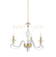 LAMPADARIO 1306 3 LUCI TRASPARENTE E ORO ATTACCO E14 D.62CM