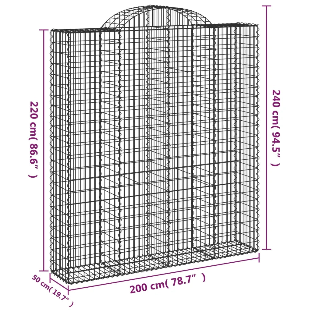 Cesti Gabbioni ad Arco 4 pz 200x50x220/240 cm Ferro Zincato 3146448
