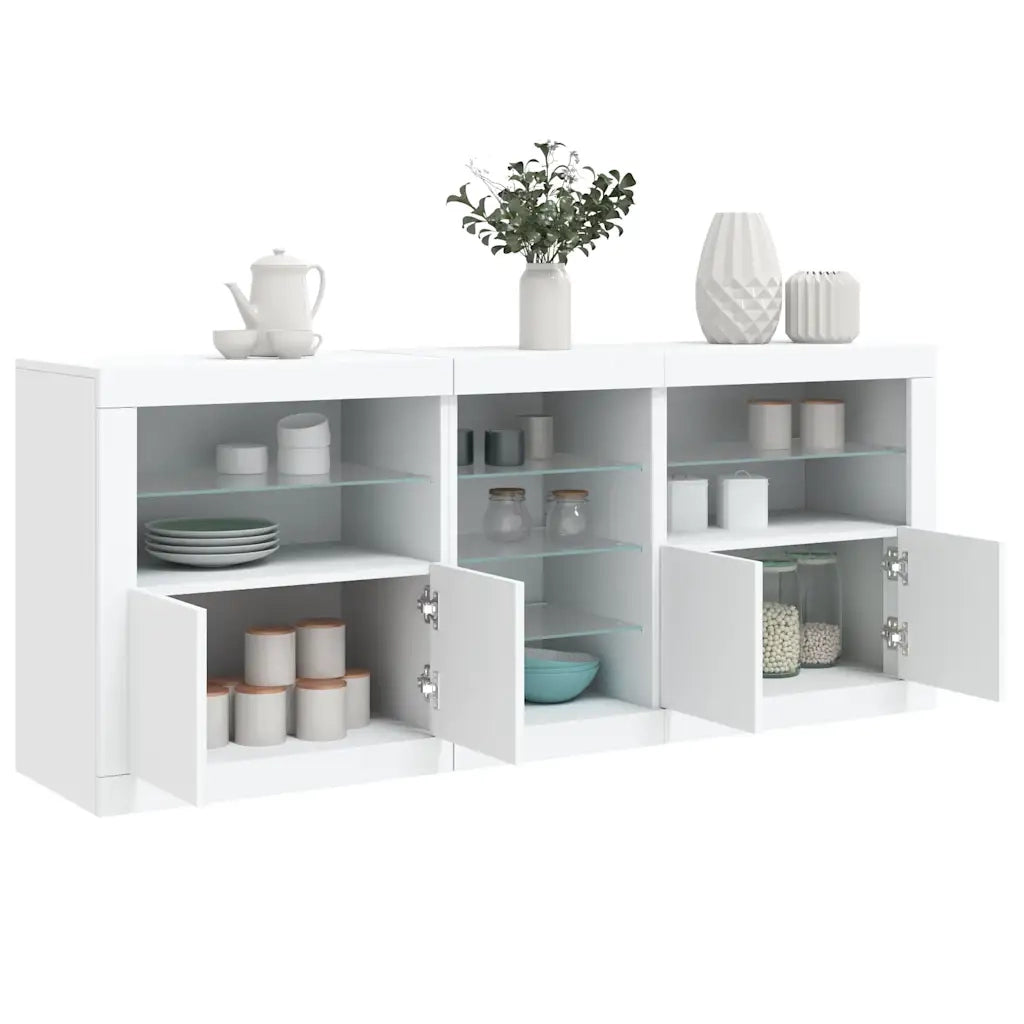 Credenza con Luci LED Bianca 181,5x37x67 cm 3209037