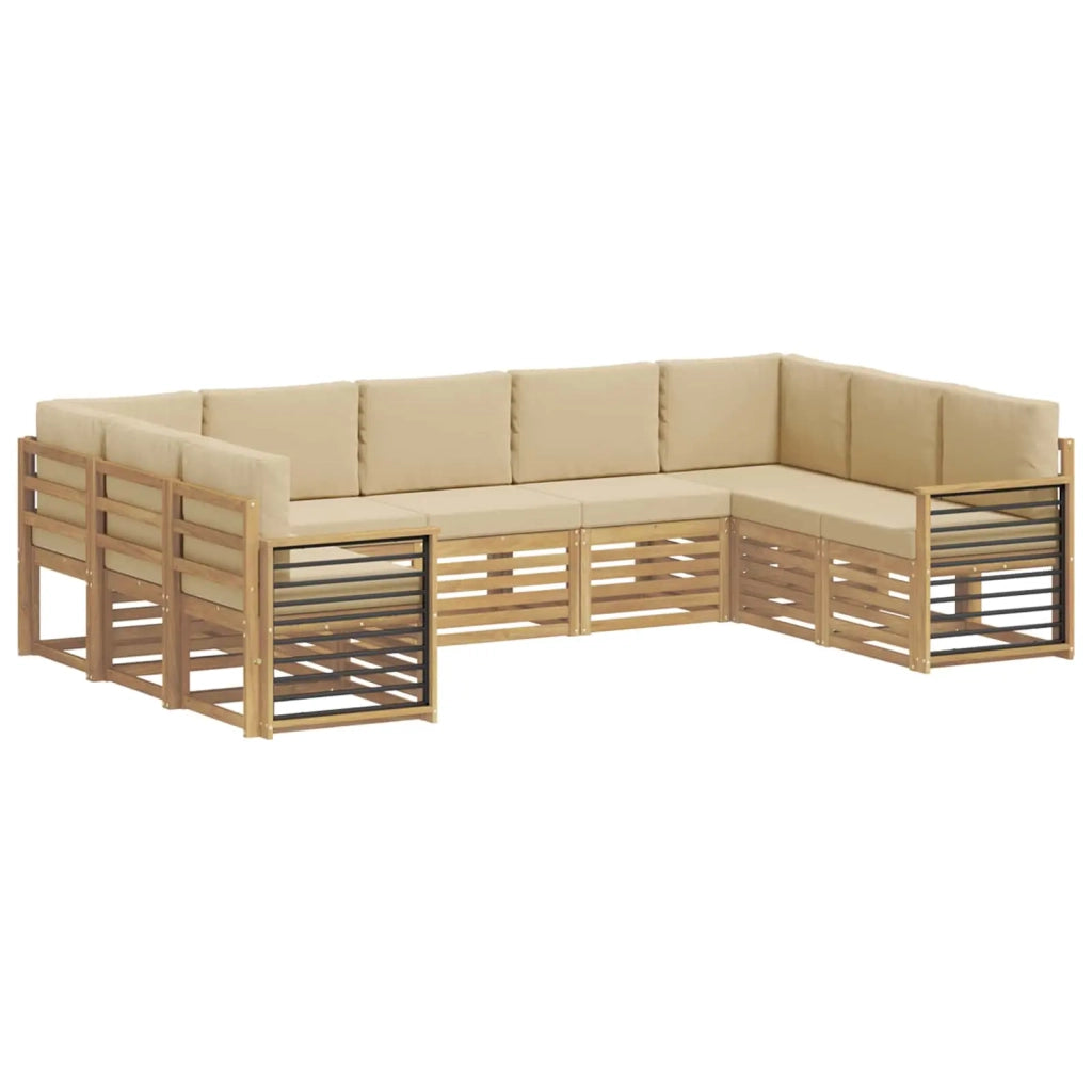 Set di divani da esterno 9 pcs Bianco e Beige 3392518
