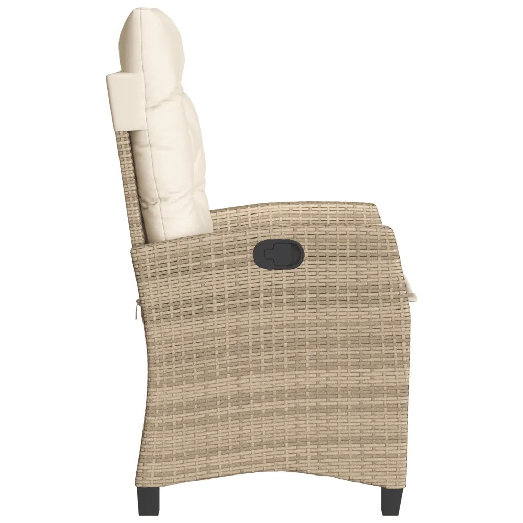 Sedie Reclinabili da Giardino 2pz con Cuscini Beige Polyrattan 365220