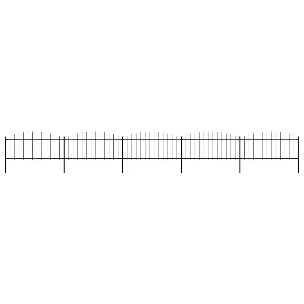 Recinzione da Giardino | Recinzione da cortile con Punta a Lancia in Acciaio 892,5x75 cm Nero