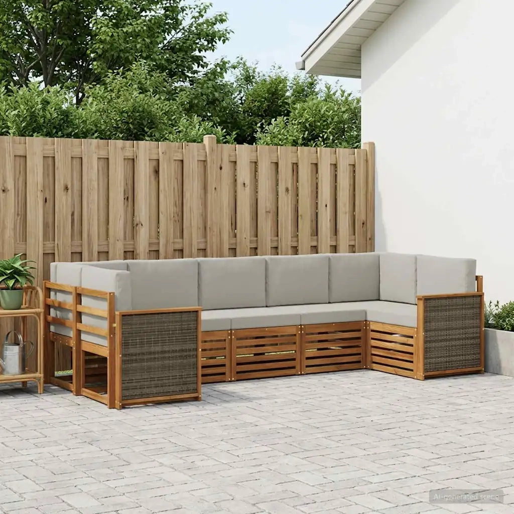 Set divano sezionale con cuscino 6 pcs Naturale e Grigio Chiaro 3384797