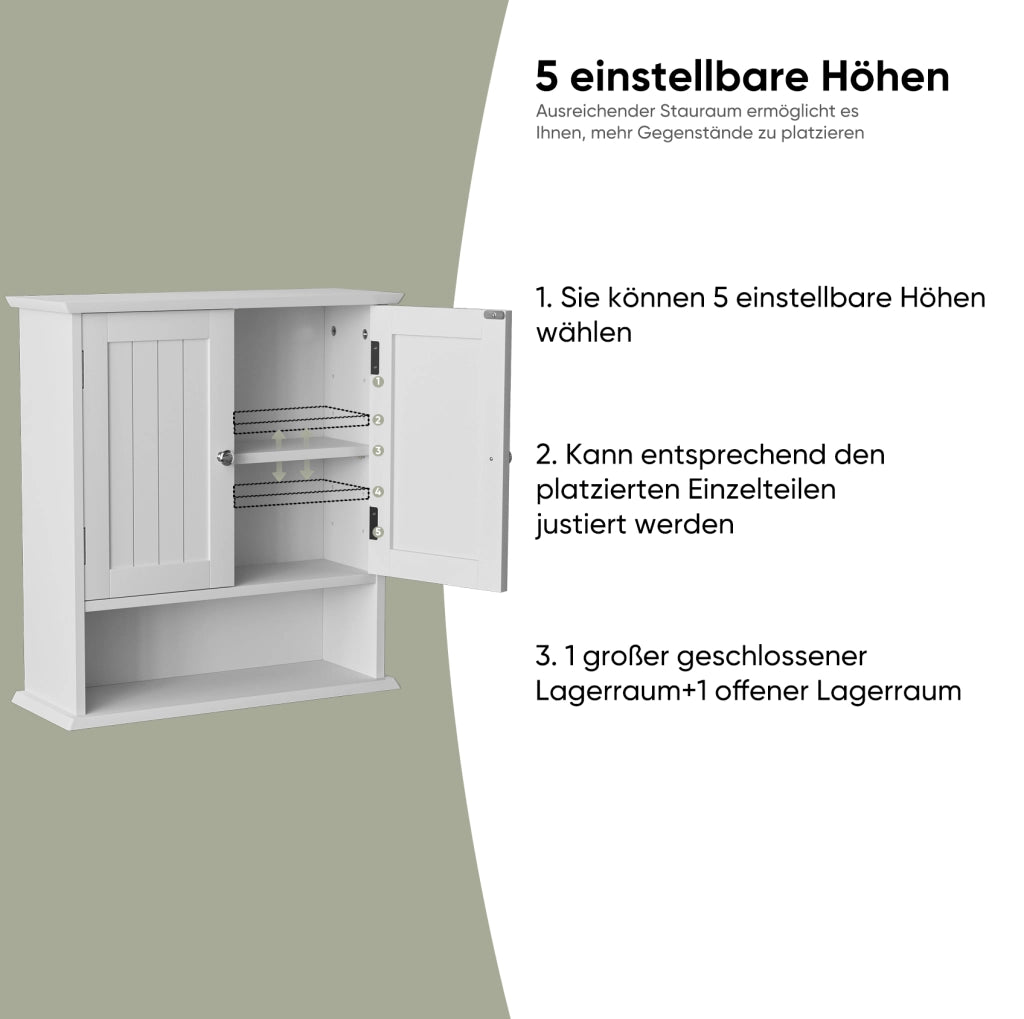 Mobile bagno sospeso bianco in MDF con ripiani regolabili