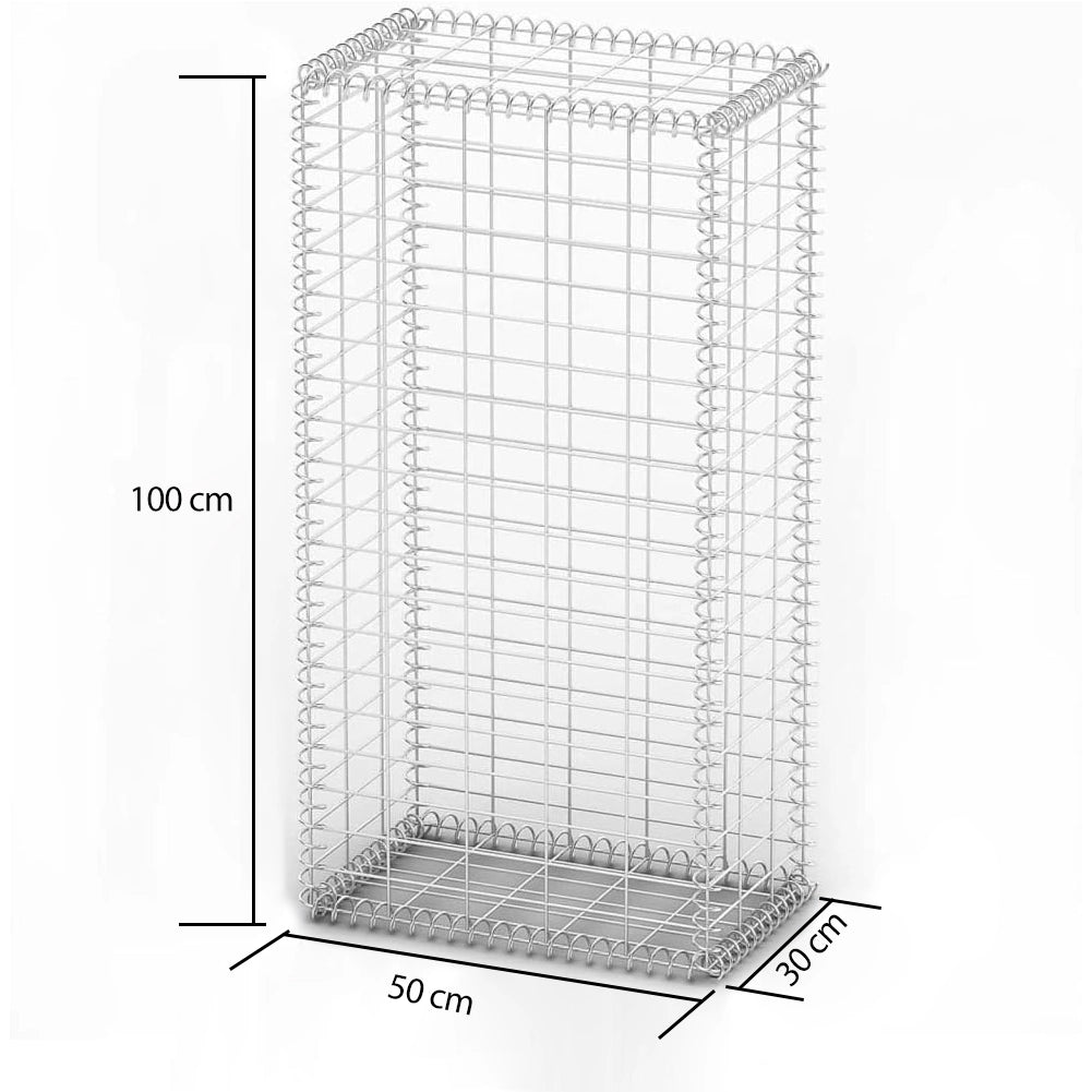 Rete Gabbione Giardino in Acciaio Galvanizzato 100x50x30 cm per Recinzioni e Muretti