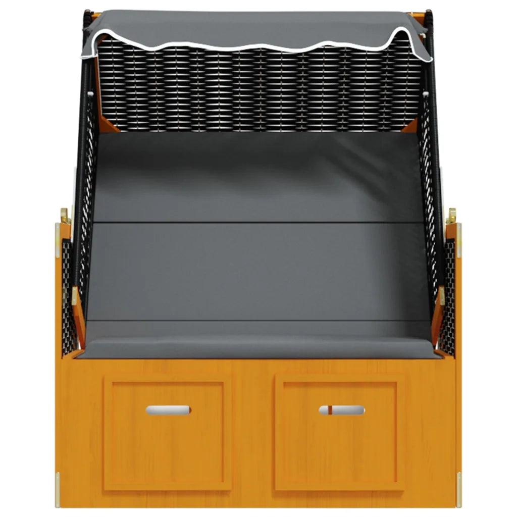Strandkorb e Tettoria Polyrattan Legno Massello Nero Antracite 318658