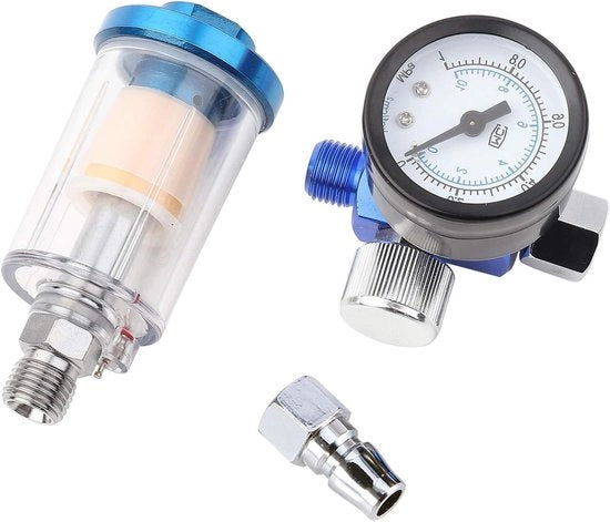 Set di regolazione della pressione per pistola a spruzzo pneumatico - Filtro dell'aria, separatore dell'acqua, set di separazione.