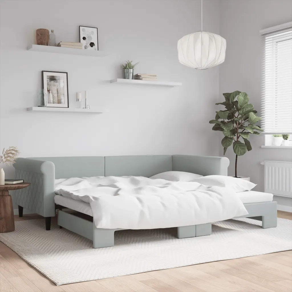 Divano Letto con Letto Estraibile-Sofa Letto-Daybed Grigio Chiaro 100x200 Velluto 870145