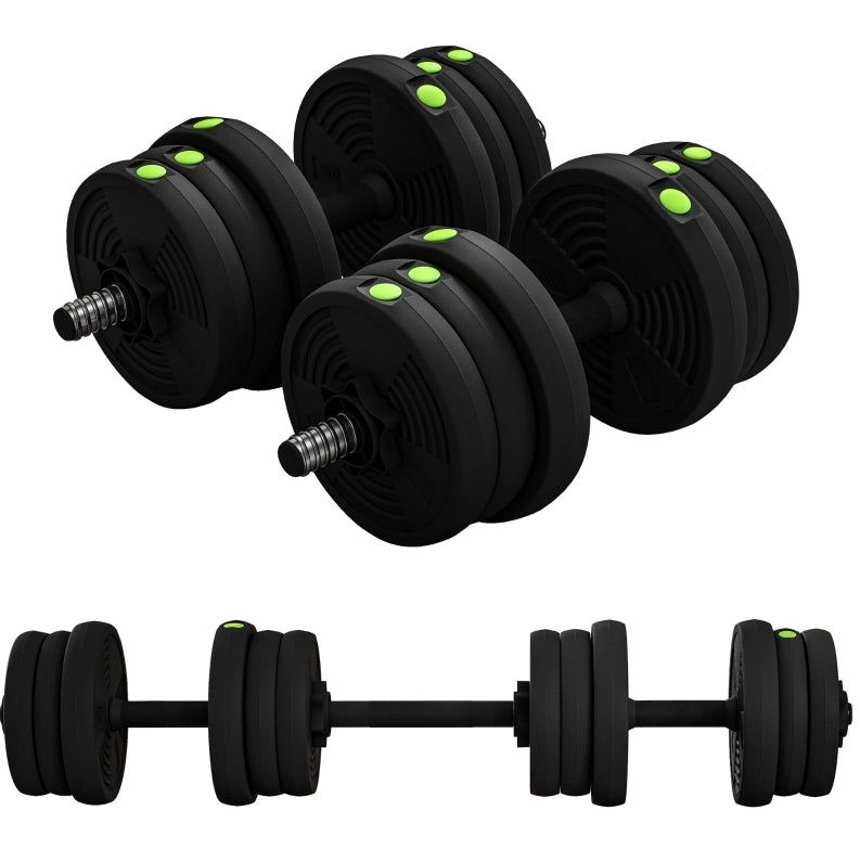 Set manubri e bilanciere 20 kg nero in plastica; peso regolabile