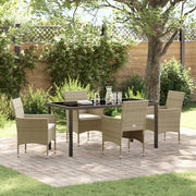 Set da Giardino 5 Pezzi Beige Rattan Poliestere
