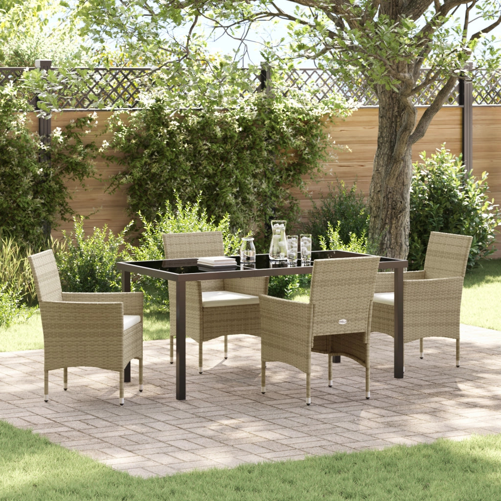 Set da Giardino 5 Pezzi Beige Rattan Poliestere