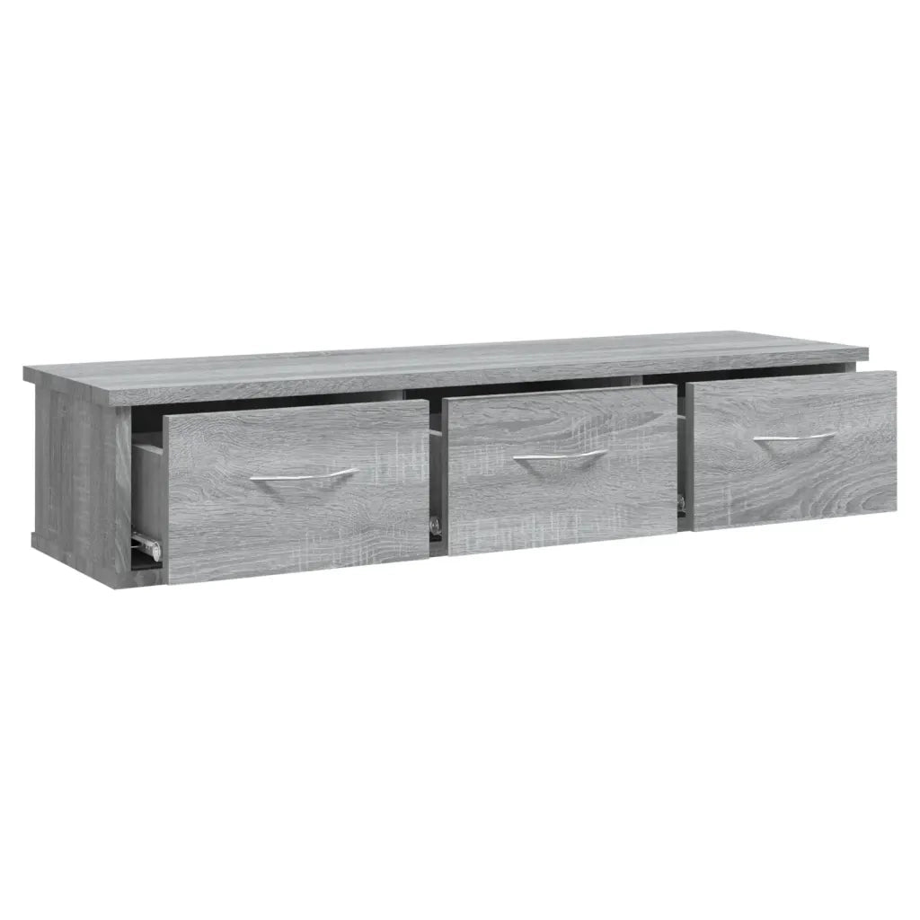 Mobile contenitore a parete pratico ed elegante 88 x 26 x 18 cm realizzato in legno composito grigio 02_0048130