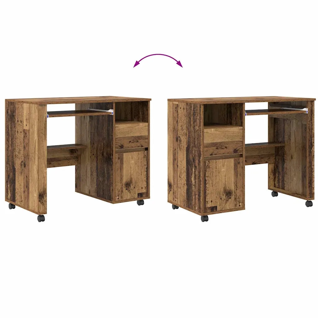 Scrivania con Ruote con cassetto Legno vecchio 91 x 50 x 77 cm 869536