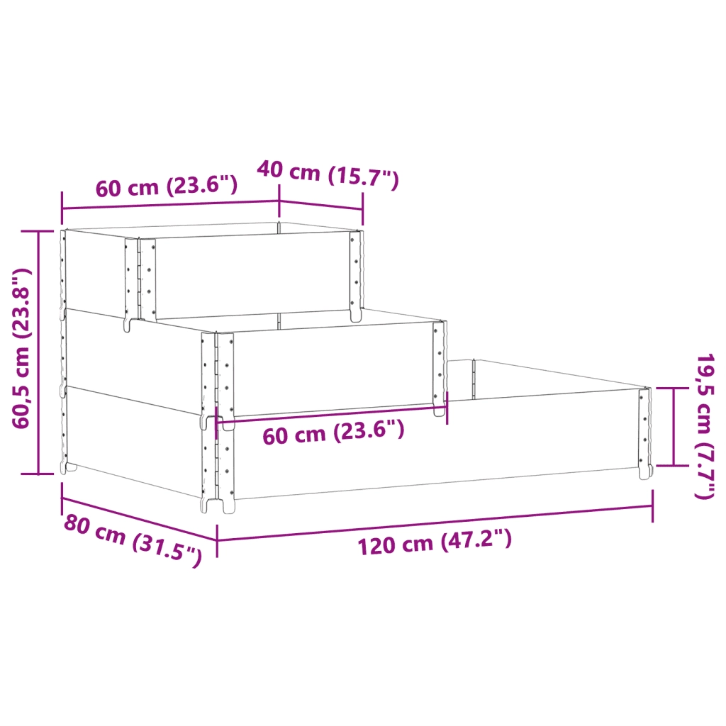 Fioriera Rialzata 3 Livelli 120x80 cm Legno Massello di Pino