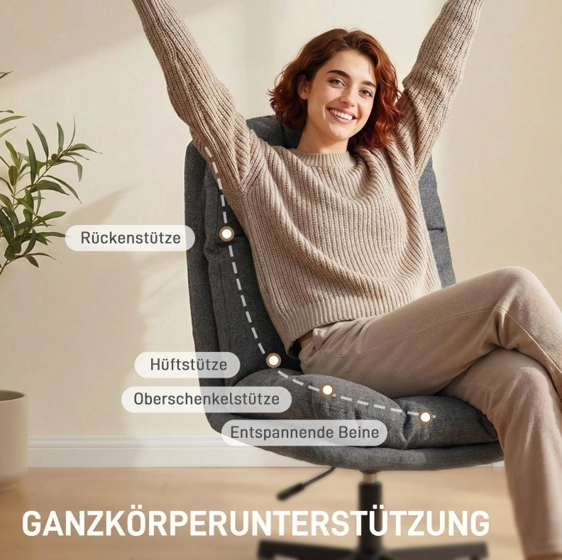 Poltrona girevole senza braccioli in tessuto grigio scuro