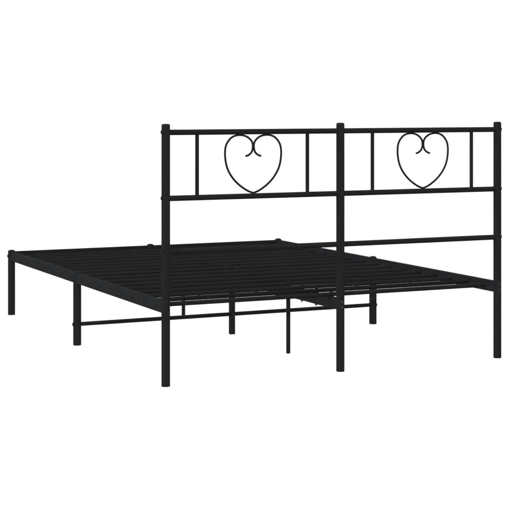 Letto matrimoniale | Letto per adulti | Giroletto con Testiera in Metallo Nero 140x190 cm