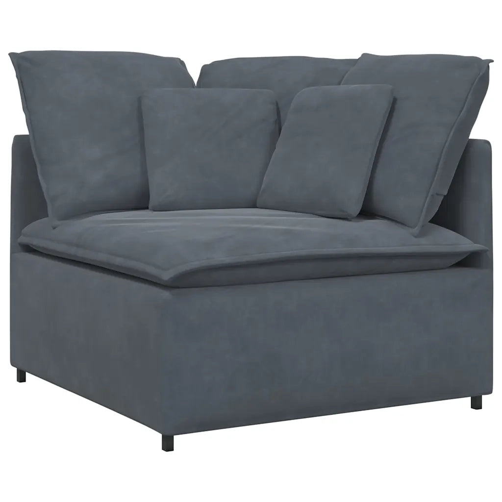 Divano Modulare con Cuscini in Velluto Grigio Scuro 3321329