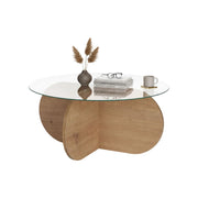 Cugnoli, Tavolino da Salotto Forma Rotondo, 75x75x35h cm Marrone Rovere