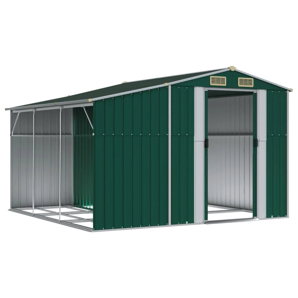 Casetta da giardino cabina ripostiglio casetta da esterno robusta casetta per attrezzi 277 x 279 x 179 cm acciaio zincato verde 02_0022377