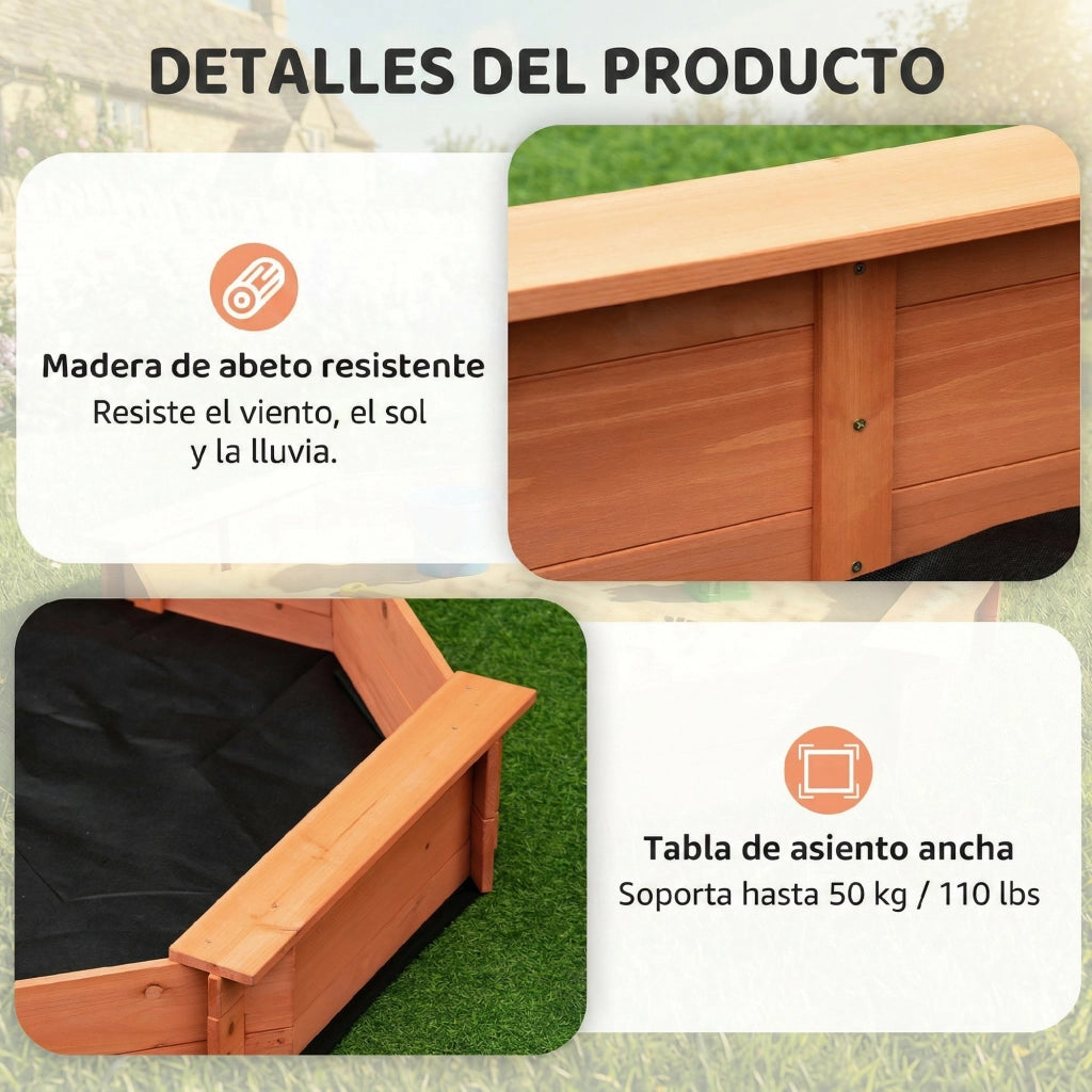 Arenero per Bambini in Legno ¨C zephmum ¨C 139.5x139.5x21.5 cm Rosso e Blu