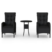 Set da Bistrot per Giardino 3 pz | Set Salotto da Giardino in Polyrattan Nero