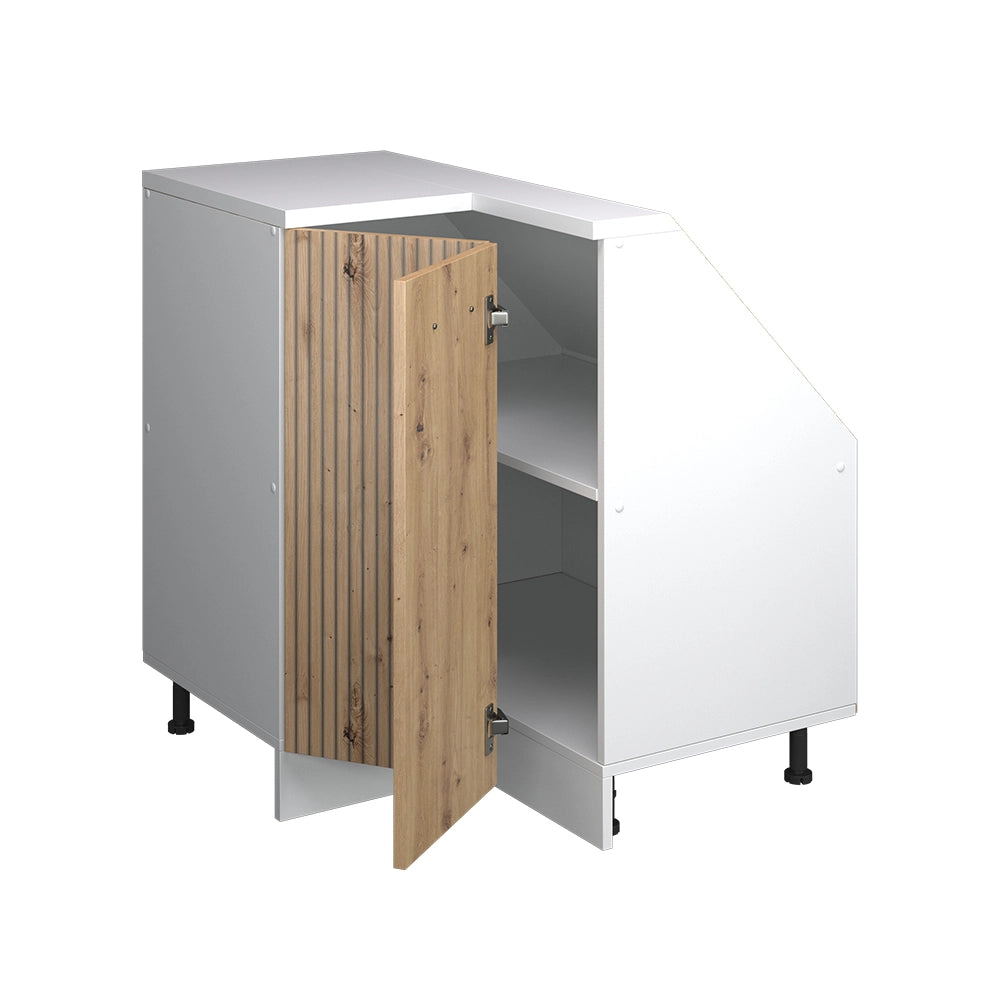 Mobile cucina angolare per sottotetto R-Line Rovere artigianale/Bianco 75.6 cm con 1 porta Vicco