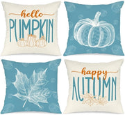 Set di cuscini decorativi da 4 pezzi - 45 x 45 cm - Decorazione autunnale - Cuscini in lino - Amichevoli con bambini e animali domestici - Chiusura invisibile a zip - Cuscini decorativi