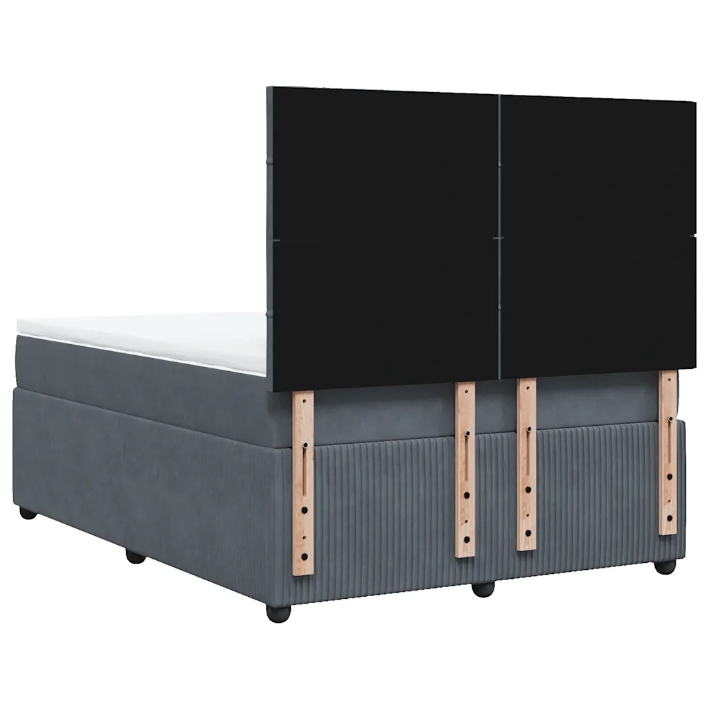 Giroletto a Molle con Materasso Grigio Scuro 140x200 cm Velluto