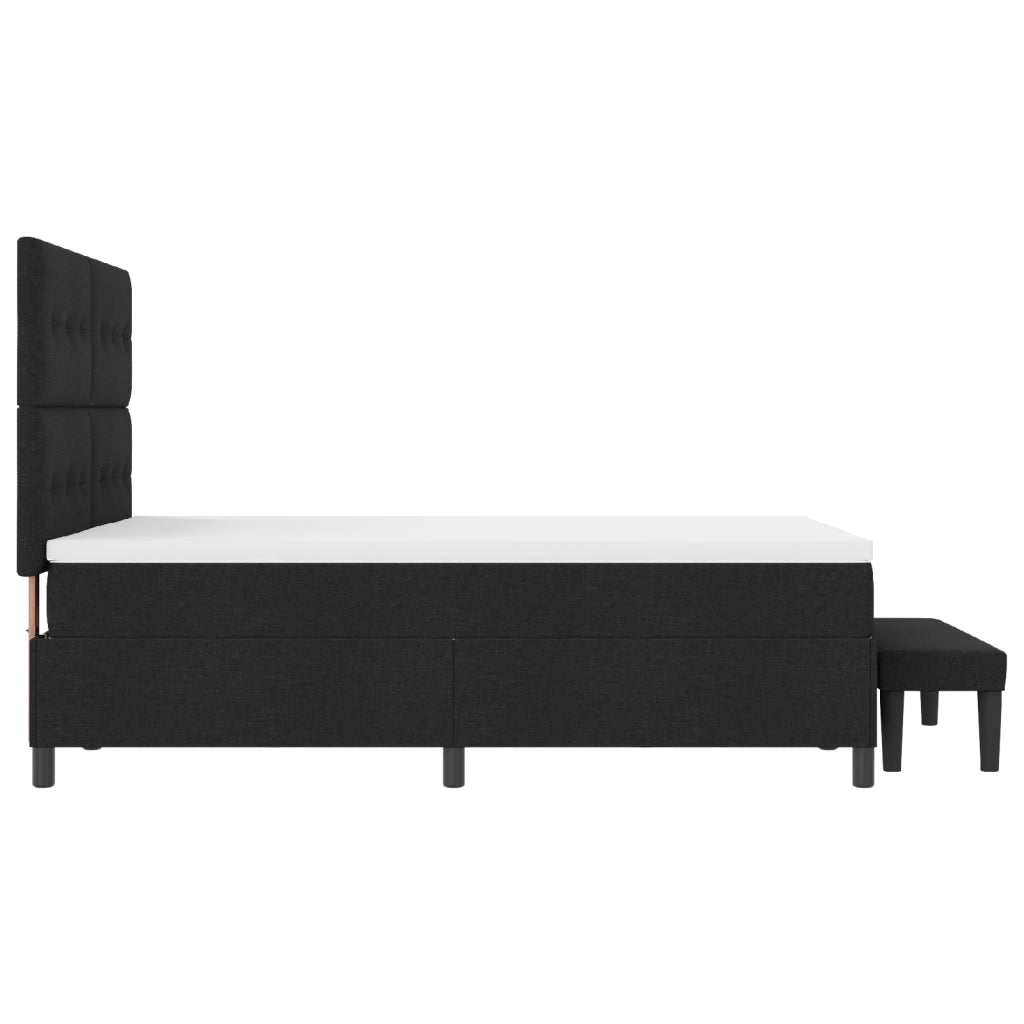 Letto con box spring e materasso e panchina nero 140x200 cm tessuto