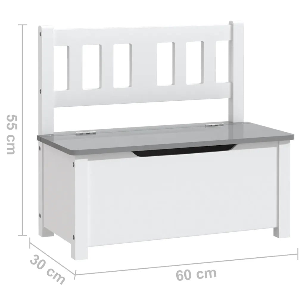 Cassapanca per Bambini Bianca e Grigia 60x30x55 cm in MDF CFW9020994