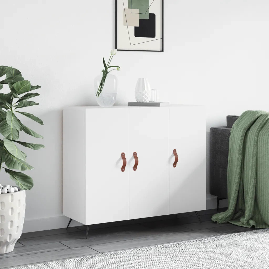 Credenza-Buffet-Armadio da cucina Bianca 90x34x80 cm in Legno Multistrato 927135