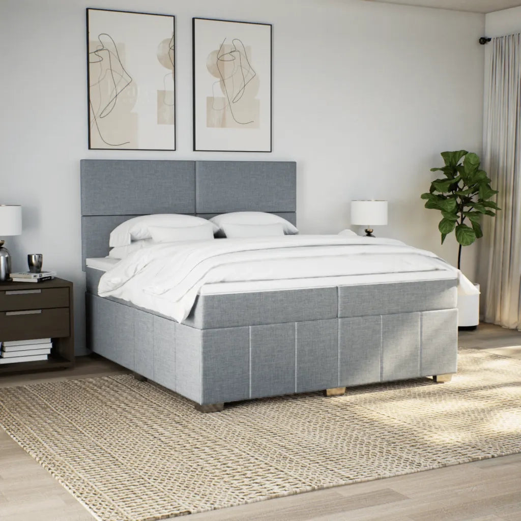Giroletto a Molle con Materasso Grigio Chiaro 200x200cm Tessuto