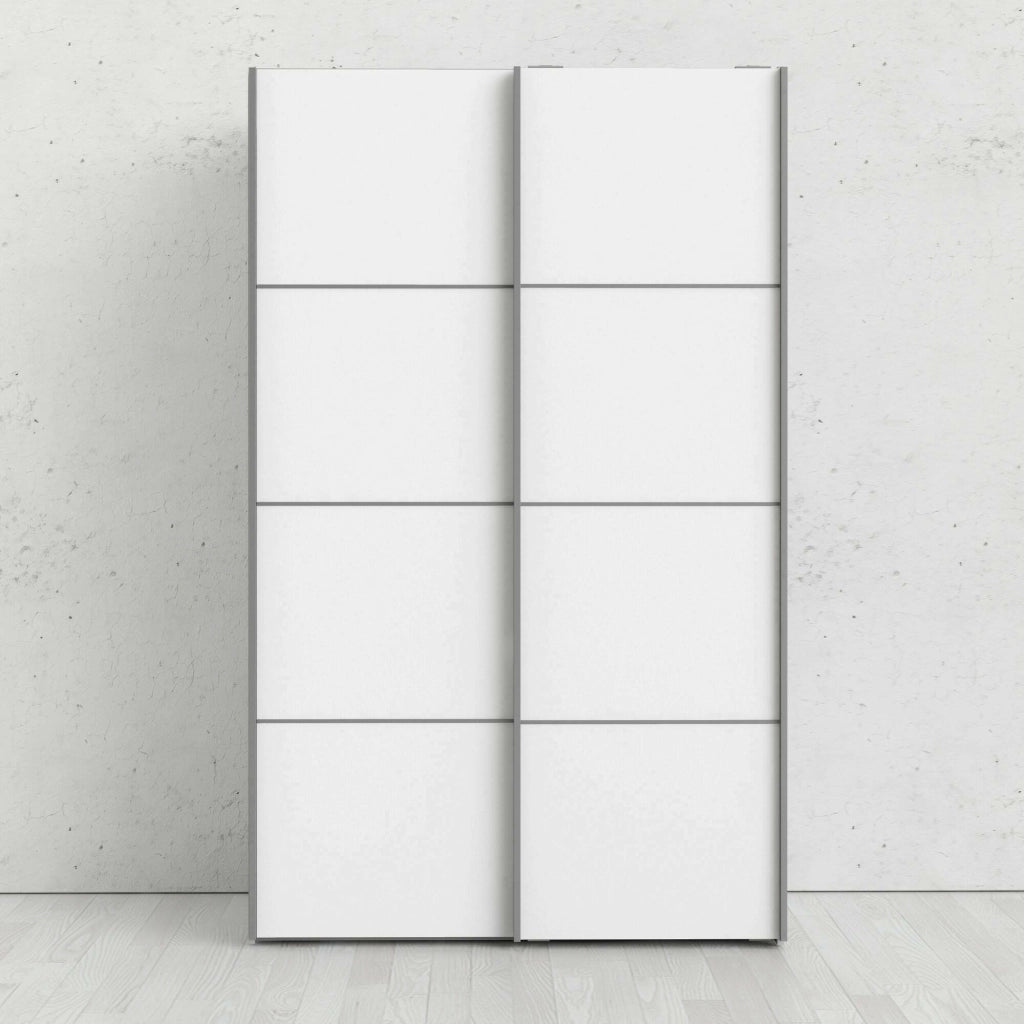 Guardaroba 2 ante NancyWake, Mobile camera da letto, Cabina armadio portabiti, Armadio appendiabiti, 122x64 h202 cm, Bianco