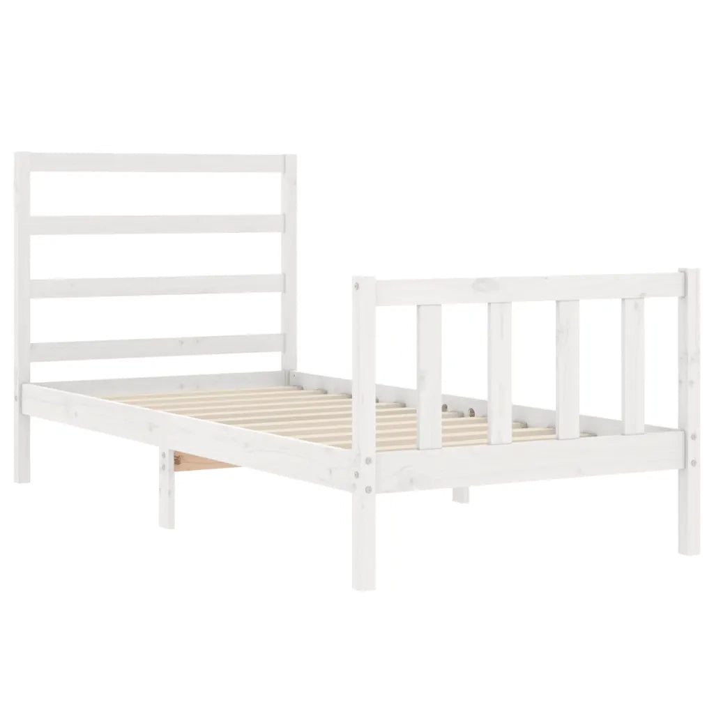 Letto senza Materasso-Struttura Letto Bianco 90x190 cm in Legno Massello Pino 479063