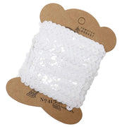Trade Shop - Set 3 Pezzi Nastro Paillettes Bianco 3 Metri Cc6826 Fascia Glitter Cucito Sarta -
