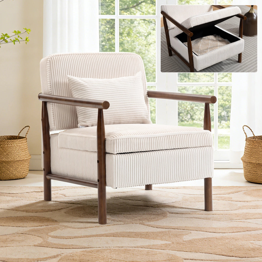 POLTRONA con vano contenitore 70,5x62x33 cm in velluto bianco