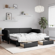 Divano Letto Estraibile con Cassetti Nero 80x200 cm in Tessuto 3196849