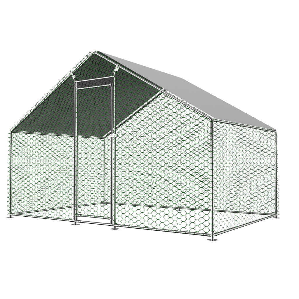 GABBIA PER POLLI 3x2x2 m Acciaio zincato Argento con serratura
