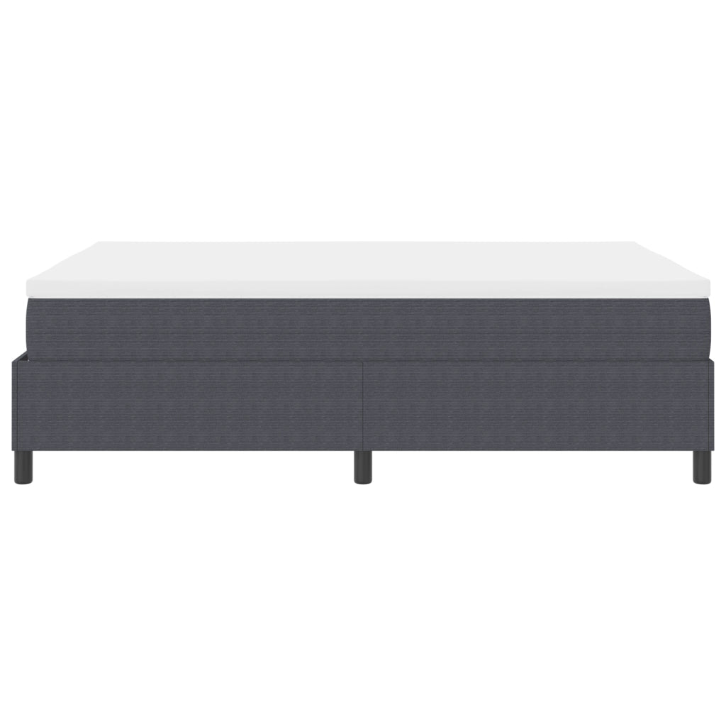 Letto Box Spring con Materasso Grigio Scuro 140x200 cm Tessuto in Velluto a Coste