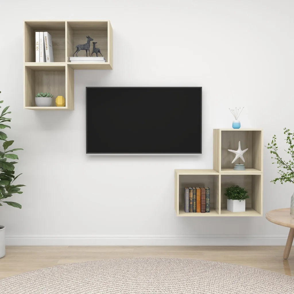 Set Porta TV 4 pz Rovere Sonoma in Truciolato 3079766