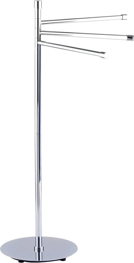 Supporto asciugamani con 3 braccia - stendibiancheria, acciaio, 25 x 82 x 25 cm, cromato