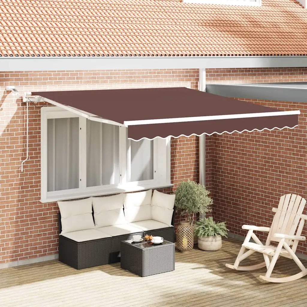 Tenda da Sole Retrattile Automatica con LED Marrone 300x250 cm 3215376