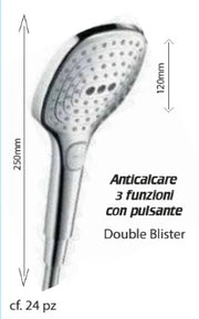 Doccetta Doccia Anticalcare Elba con Tasto 3 Funzioni