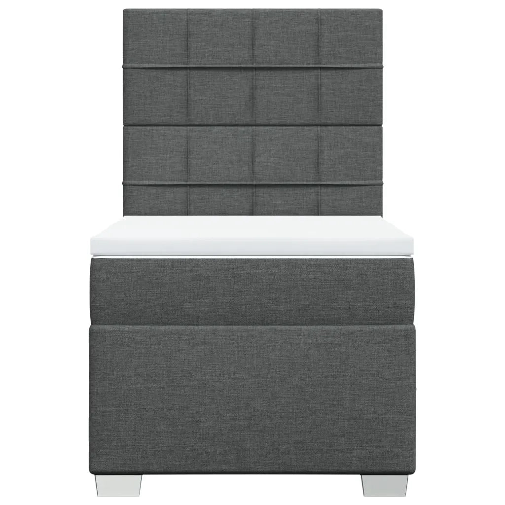 Giroletto a Molle con Materasso Grigio Scuro 90x200 cm Tessuto