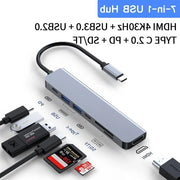 Hub multiport USB C per MacBook Air/Pro, iPad e XPS - Docking station 7-in-1 con HDMI 4K, PD 100W, 2 USB 3.0, lettore SD/TF