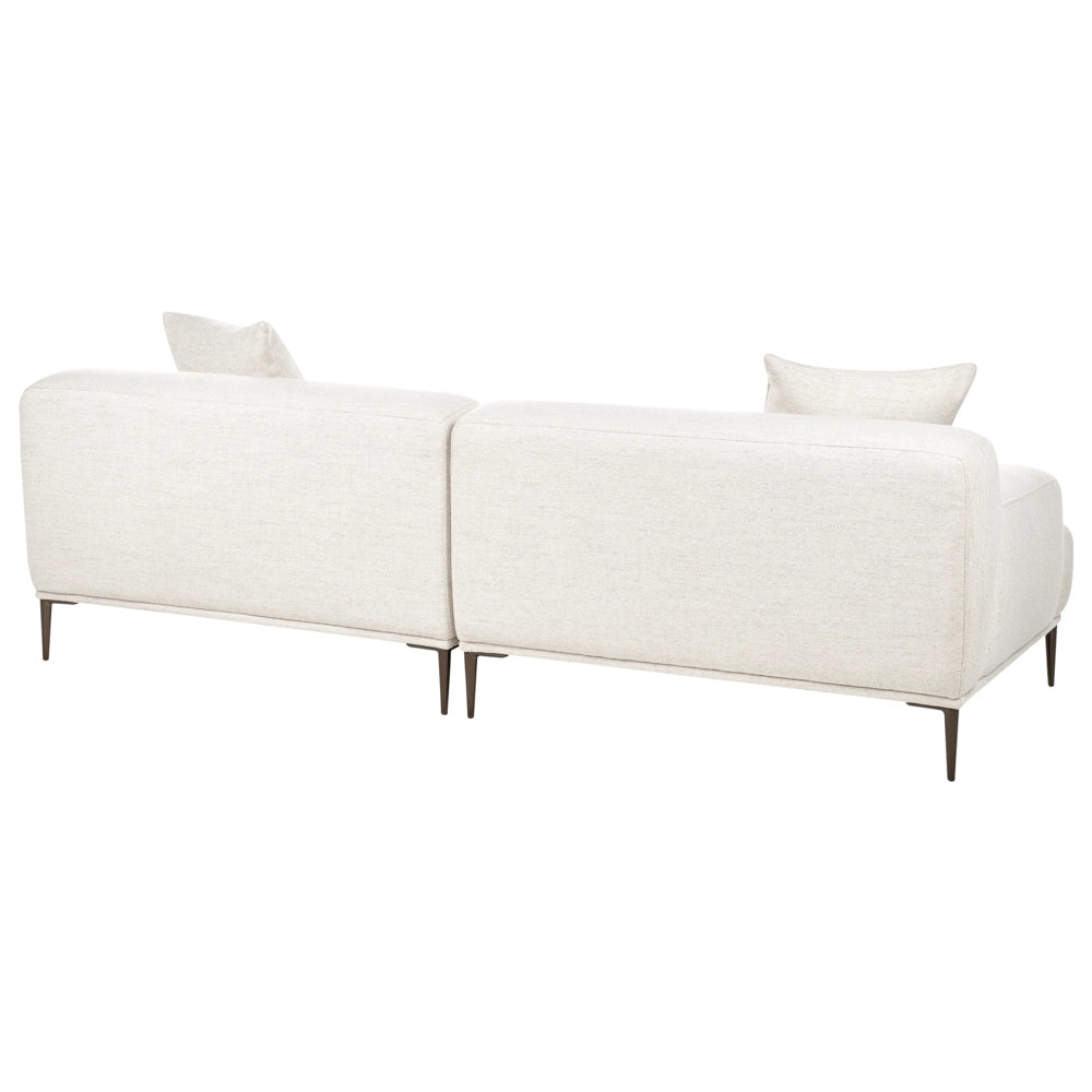 Divano a 3 posti in tessuto Beige chiaro Soggiorno Stile moderno Gambe in metallo