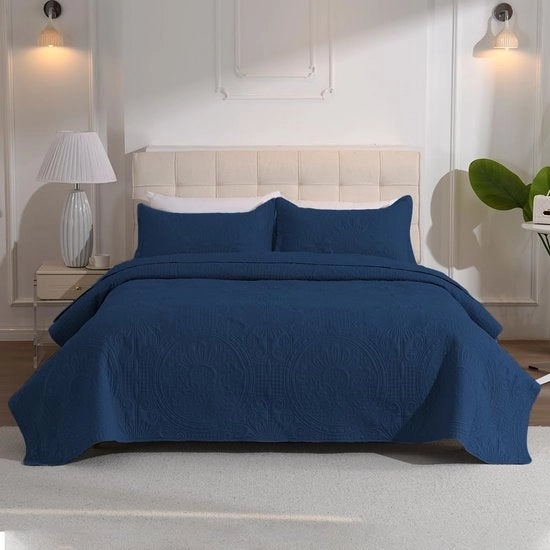Bedsprei 220x240cm, Lakenbeschermingsdeken Slaapkamerdeken, Design dubbelziodig, Multifunzionale deken leggero per camera da letto (Azzurro marino)